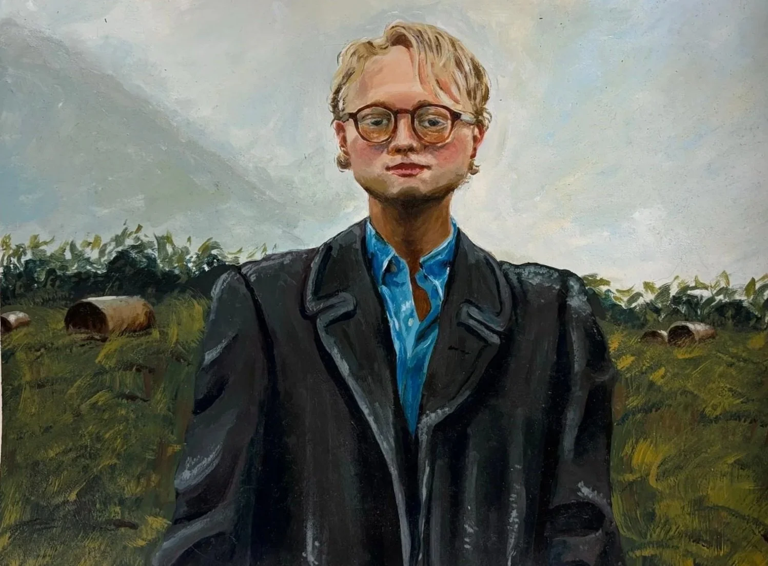 Max Amongst Hay Bales | Acrylic on Paper