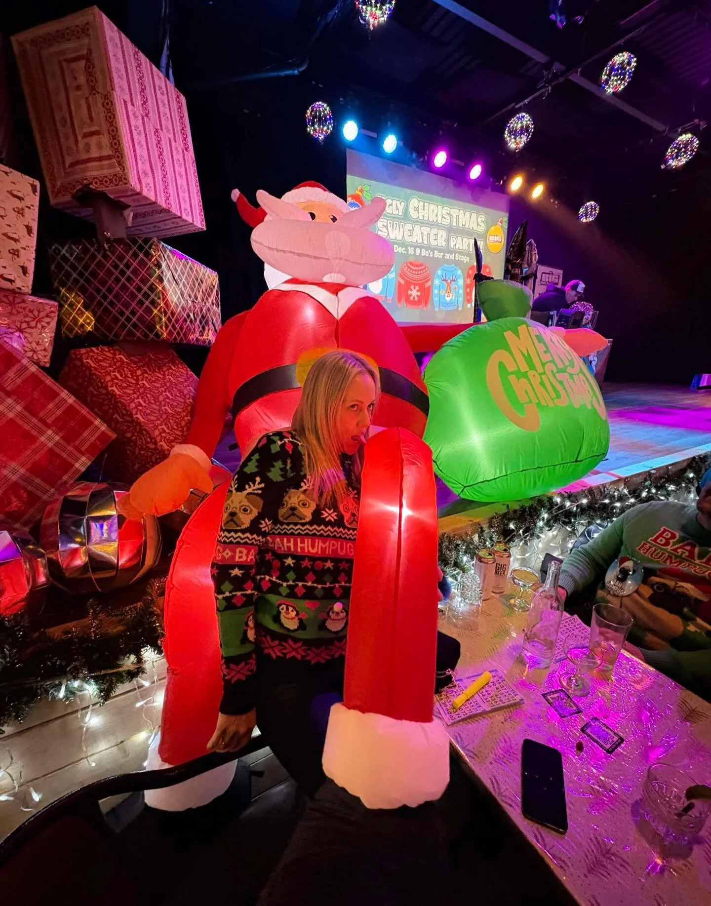 The fashions were lit last night at @bosbarandstage for the annual ugly sweater party 
Thanks for having us @big105 @1067rewindradio