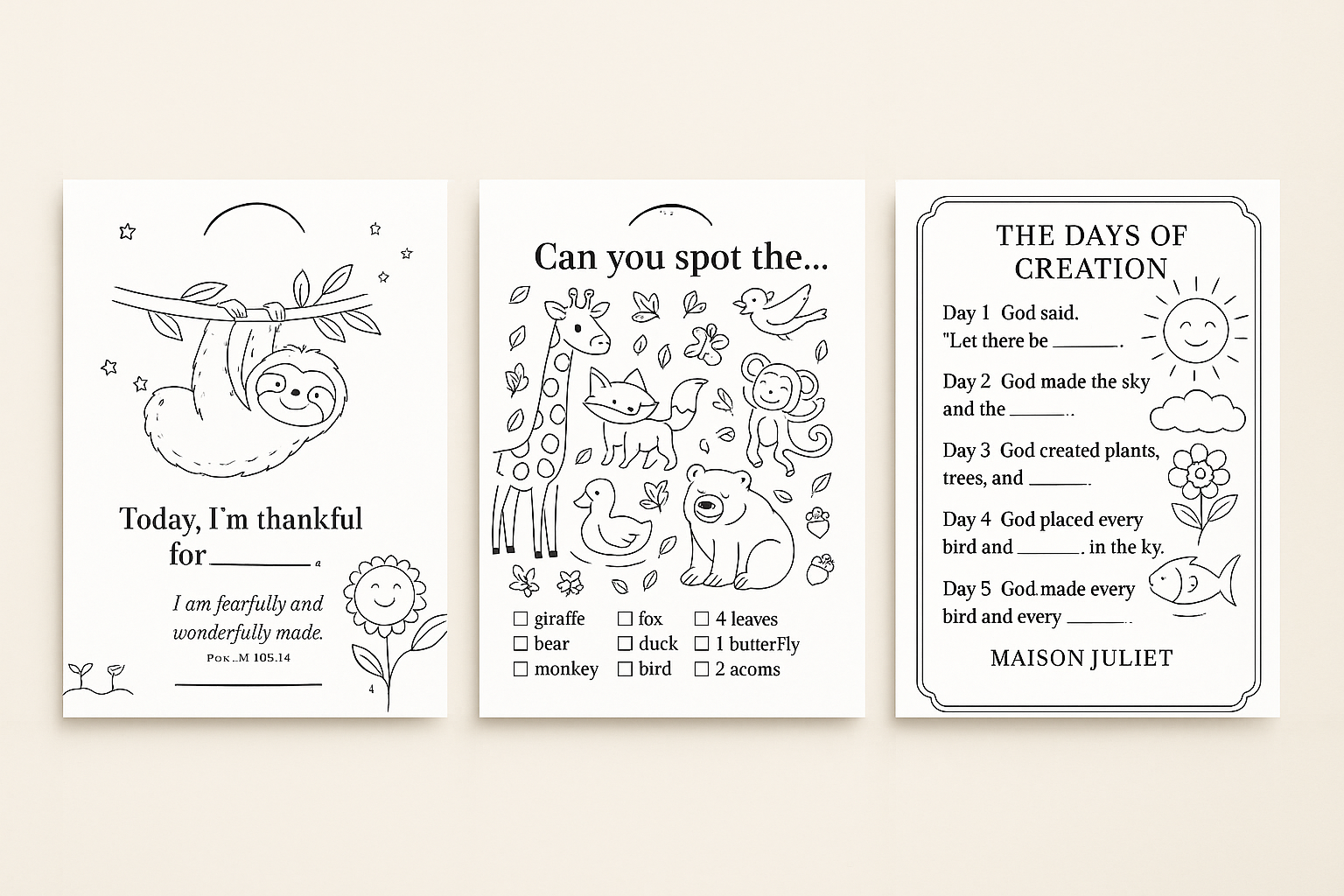 For You & For I - Children's Creation Coloring Pages