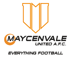 Maycenvale United A.F.C. logo with a shield and football-themed text