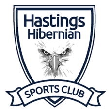 Hastings Hibernian Sports Club logo featuring an eagle's head in a shield shape.