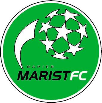 Napier Marist FC soccer club logo with green background, white stars, and a soccer ball.
