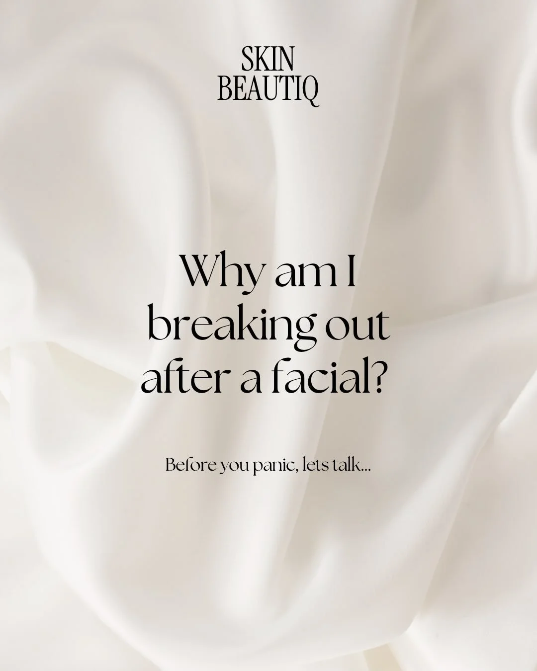 Breaking out after a facial? Don&rsquo;t panic. 🤍

Most post-facial breakouts were already forming under the skin. Treatments and exfoliation simply speed up your skin cycle and bring that congestion to the surface sooner.

Give your skin 5&ndash;7 