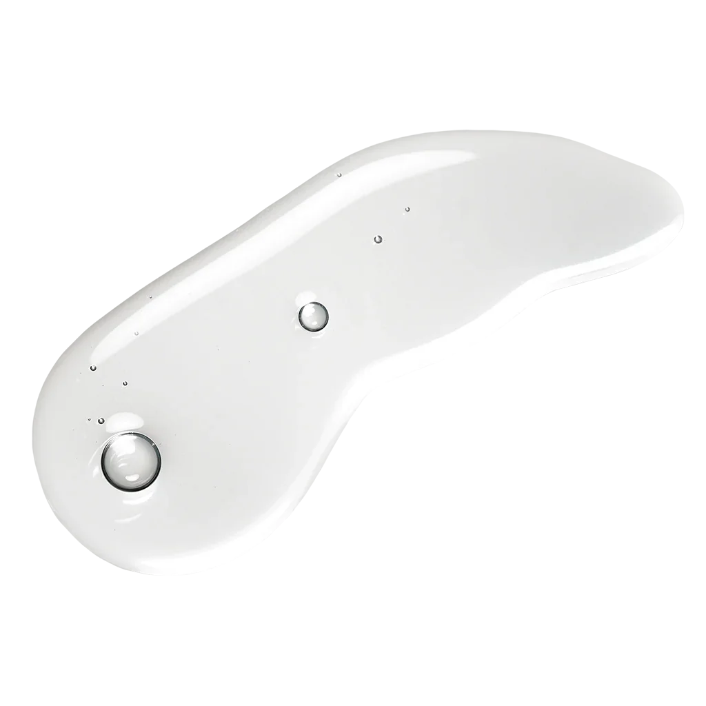 Close-up of clear gel with bubbles on a white surface.