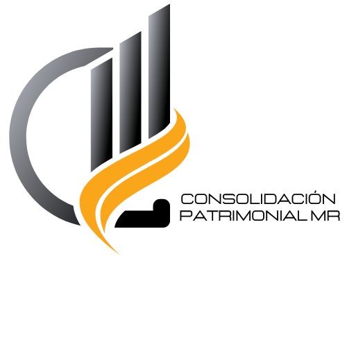 Logotipo con barras ascendentes, una línea curva naranja y un círculo gris.