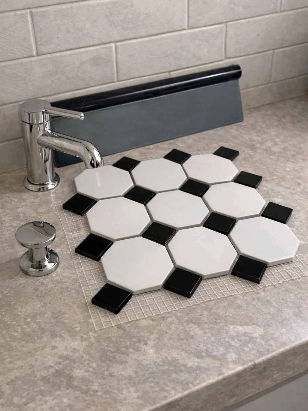 It&rsquo;s time to lay some tile! SWIPE TO SEE BOTH OPTIONS

Option one is a bold, soft blue that feels rich, confident, and just a little dramatic. It has that timeless European vibe &mdash; the kind of color that wraps the room and make the fixture