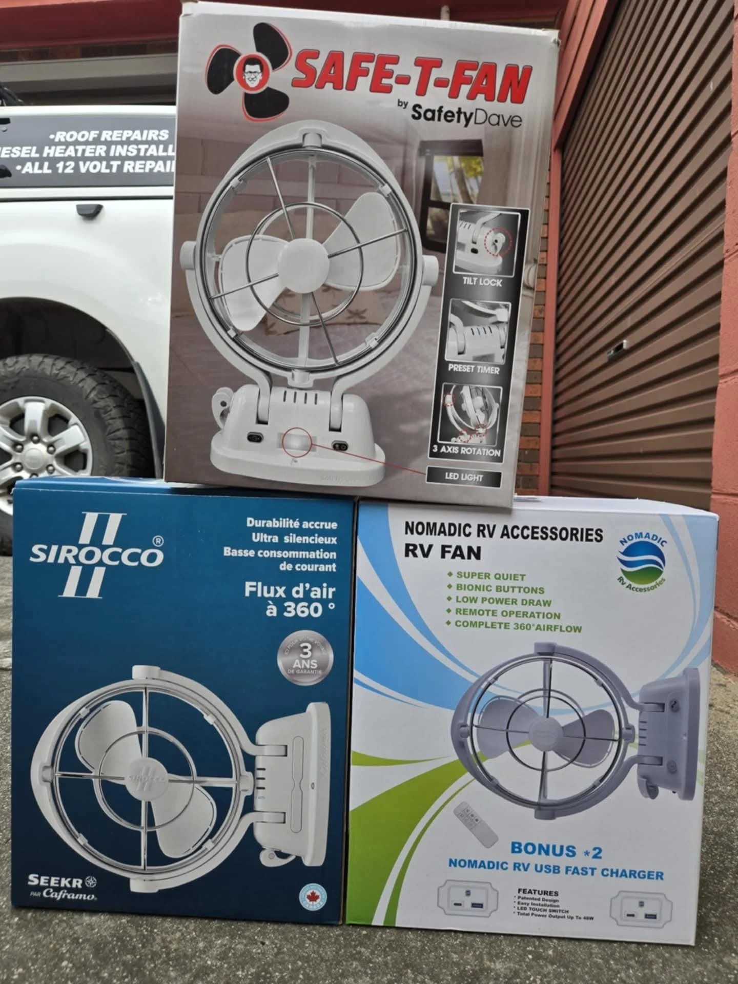 Sirocco type fans that we have installed into our own van. A must have on a hot day