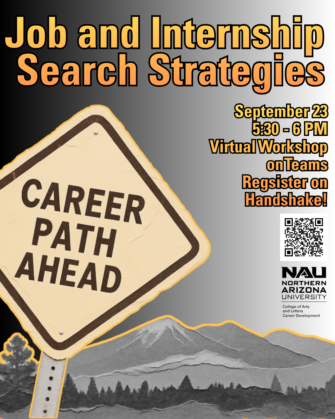 Job and Internship Search Strategies  September 23  5:30 - 6 PM  Online Teams Meeting  Learn practical strategies for finding jobs and internships and making your search more effective.  Join: https://teams.microsoft.com/meet/293341304073294?p=UGr5eK