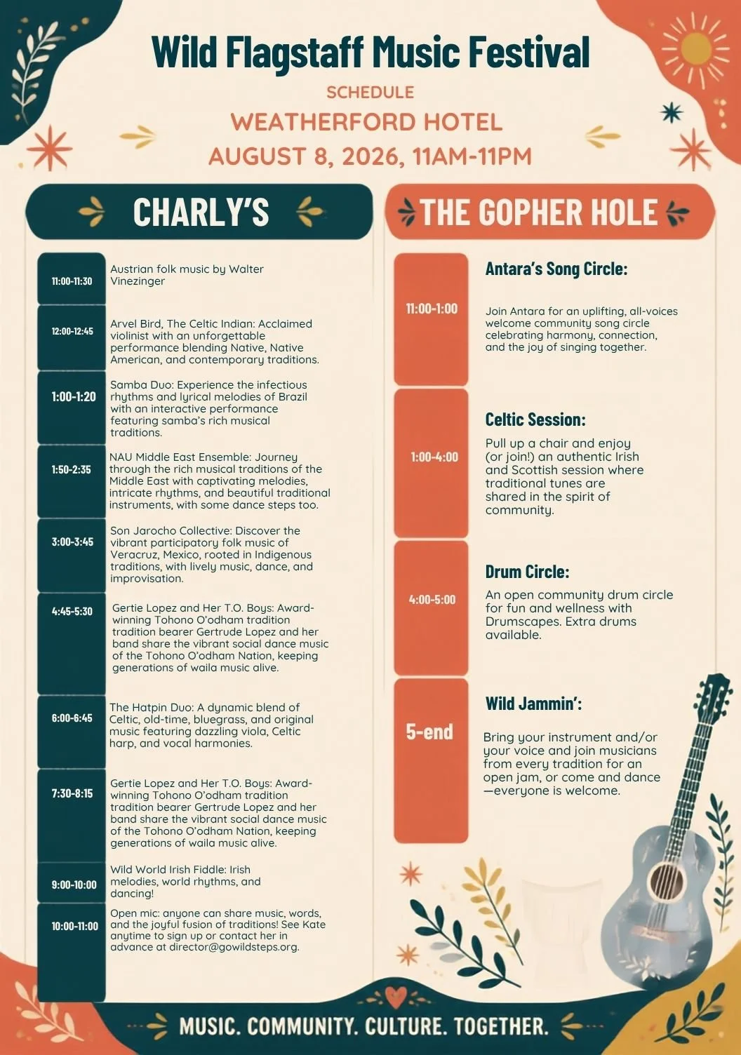 Wild Flagstaff Music Festival August 8 11 AM - 11 PM at the Weatherford, click for details!
