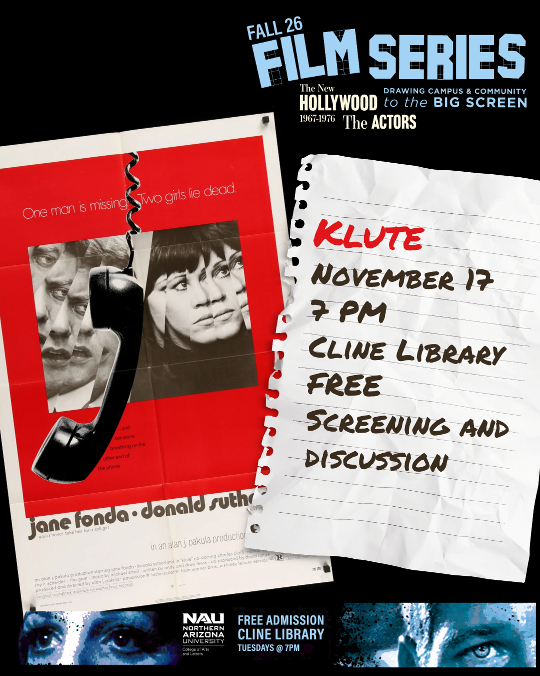 CAL Film Series Klute Vintage movie poster 