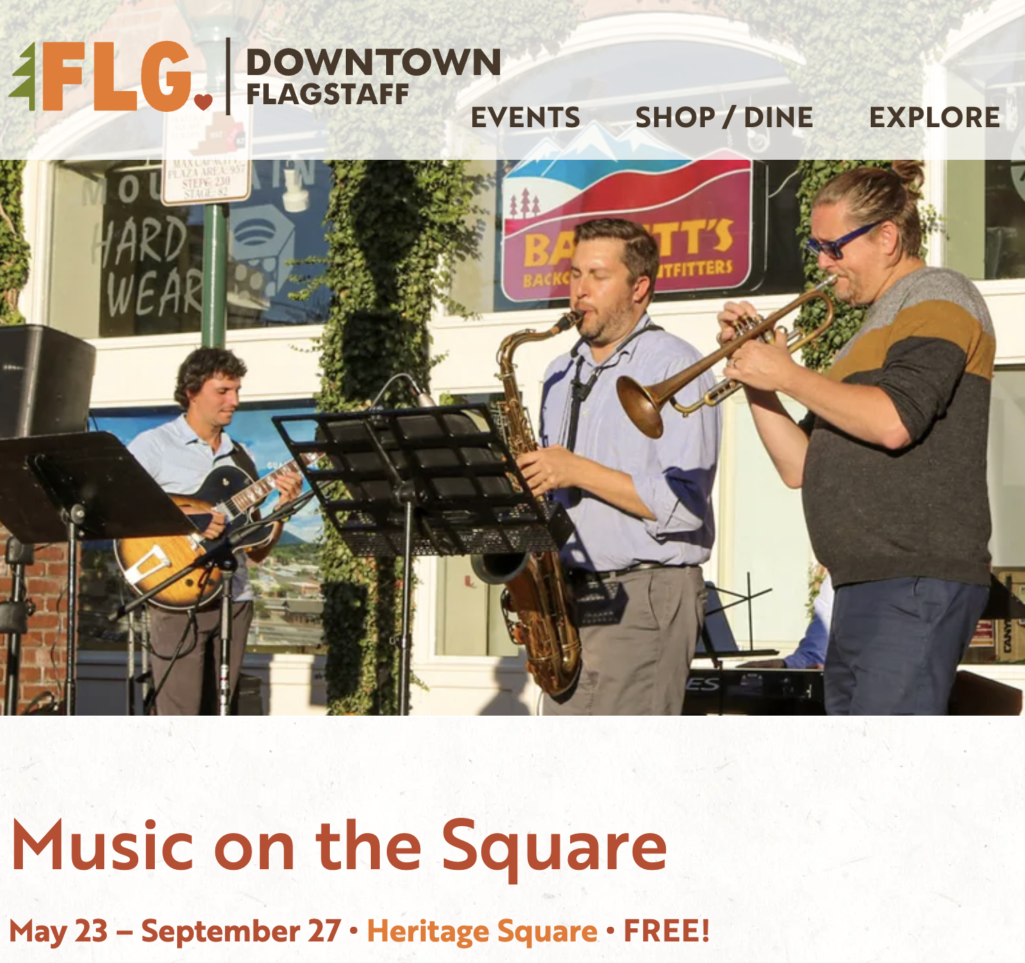 Music on the  Square - click for full detailsa nd schedule - FREE May 23 - September 27