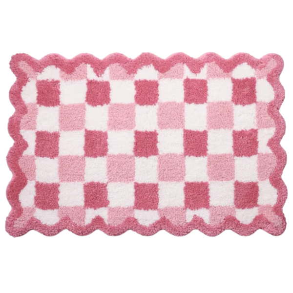 PINK CHECKERED BATH MAT