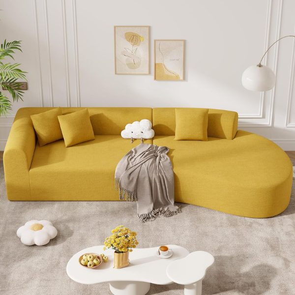 MUSTARD YELLOW CURVED SOFA