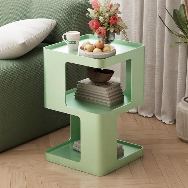 GREEN ABSTRACT METAL SIDE TABLE