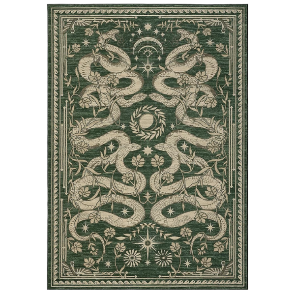 DARK GREEN SNAKES RUG