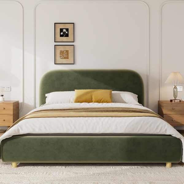 OLIVE GREEN VELVET BED FRAME