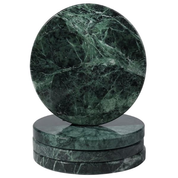 DARK GREEN MARBLE COASTERS