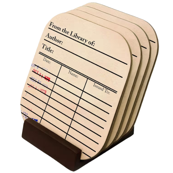 LIBRARY CARD COASTERS