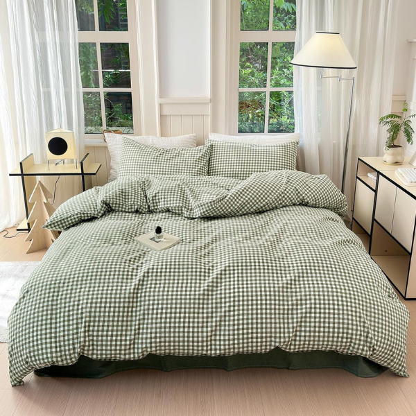 GREEN GINGHAM BEDDING