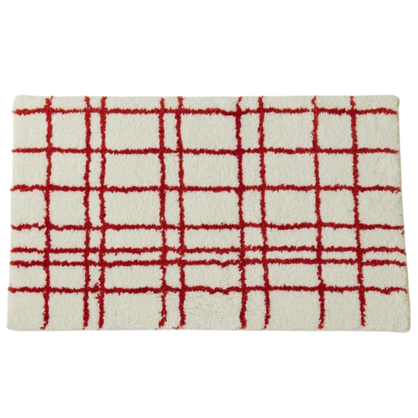 WHITE & RED PLAID RUG