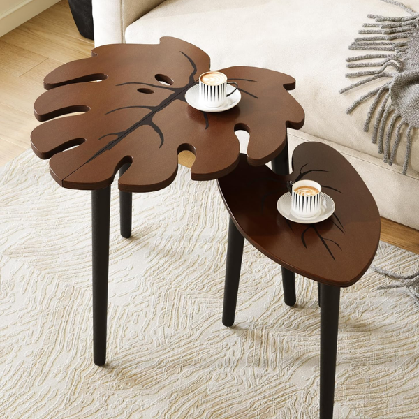 NESTING MONSTERA LEAD SIDE TABLE