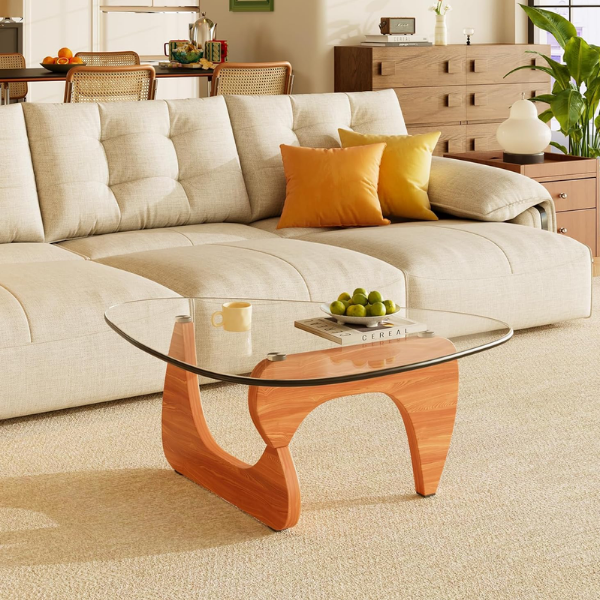 WALNUT & GLASS COFFEE TABLE