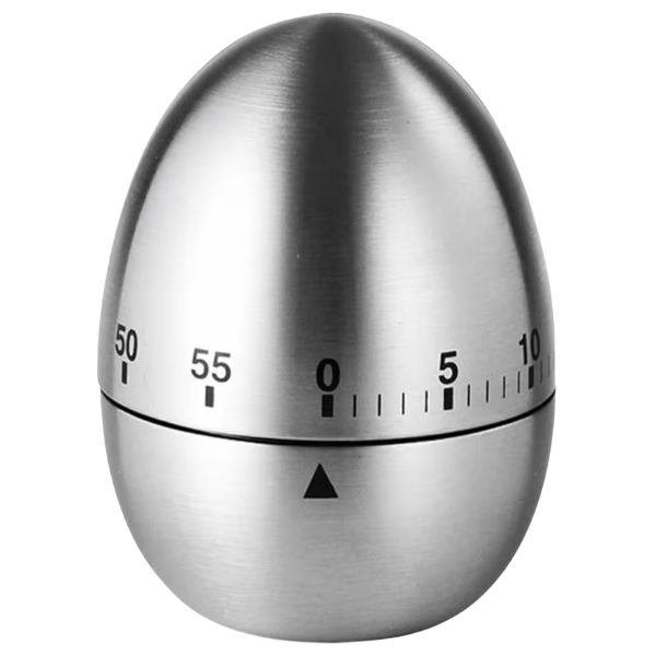 RETRO SILVER EGG KITCHEN TIMER