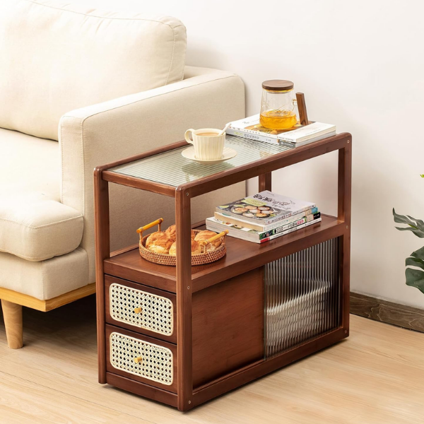 BAMBOO RATTAN SIDE TABLE