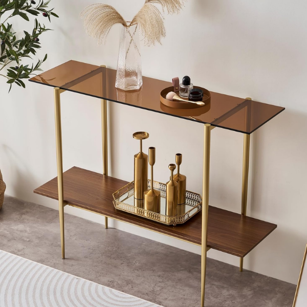 AMBER GLASS CONSOLE TABLE