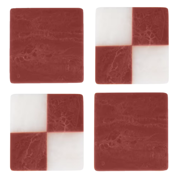 RED & WHITE TILE COASTERS