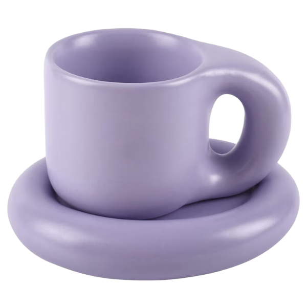 CHUBBY LAVENDER MUG & SAUCER SET