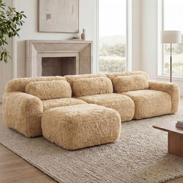 CAMEL PLUSH SOFA