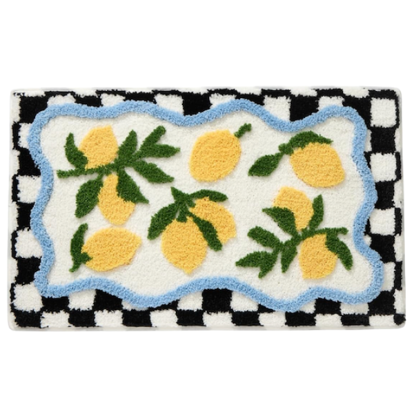 CHECKERED LEMON BATH MAT