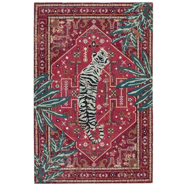 WINE RED TIGER RUG