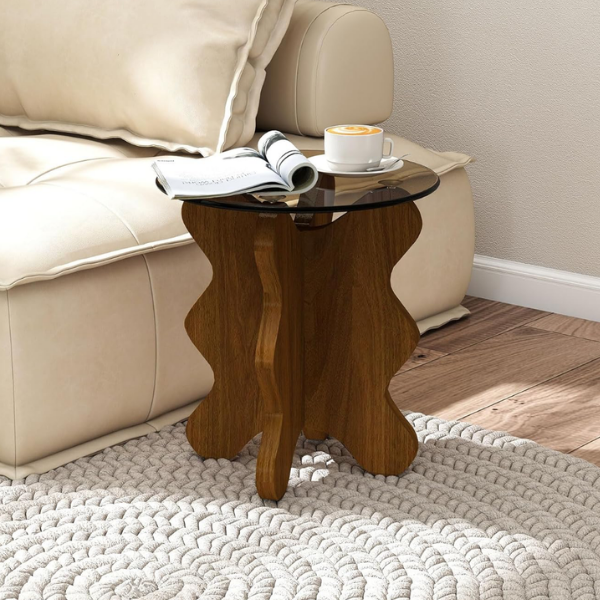 WAVY WOOD SIDE TABLE