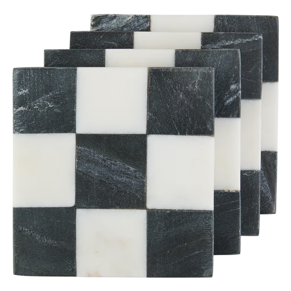 BLACK & WHITE CHECKERED COASTERS