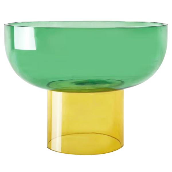 GREEN & YELLOW GLASS FRUIT BOWL