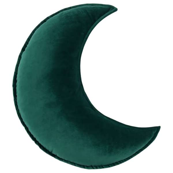 DARK GREEN VELVET MOON THROW PILLOW