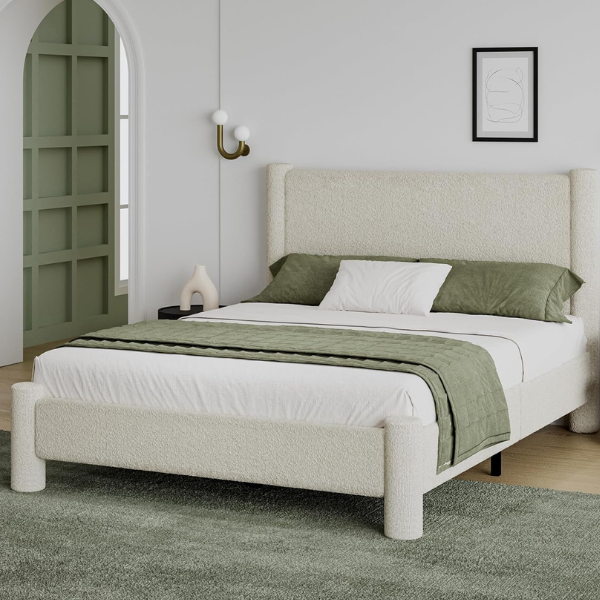 CREAM BOUCLE BED FRAME