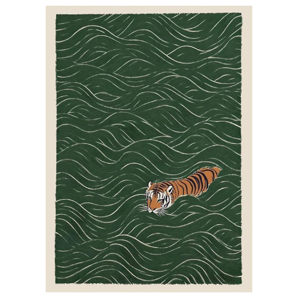 SWIMMING TIGER ART PRINT