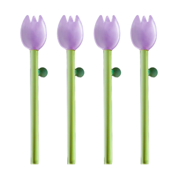 PURPLE FLOWER STIRRING SPOONS