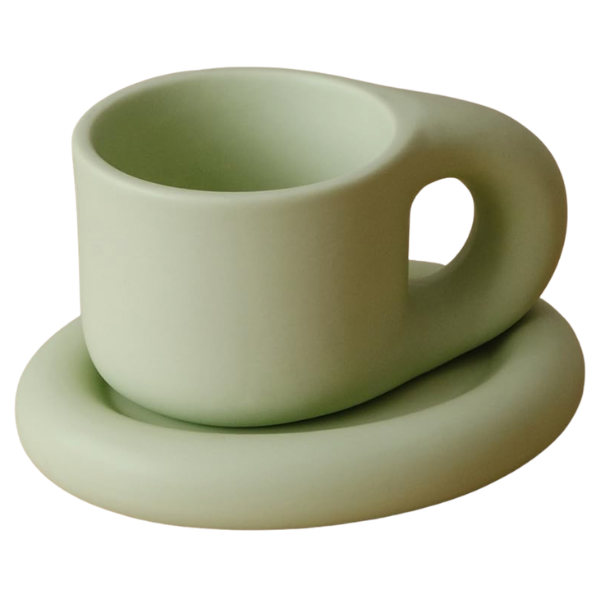 PALE GREEN CHUBBY MUG & SAUCER SET