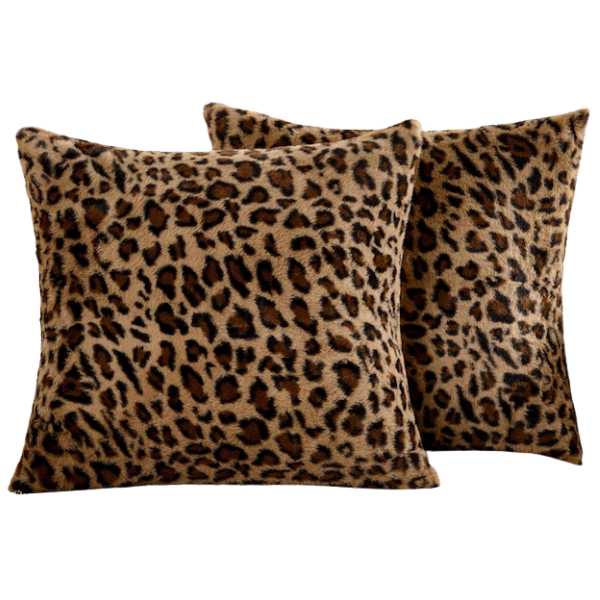 SET OF 2 LEOPARD PRINT PILLOW COVERS