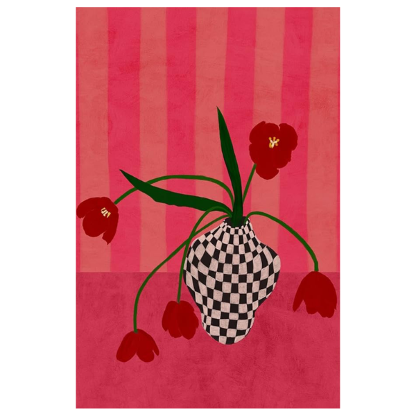 CHECKERED FLOWER VASE ART PRINT