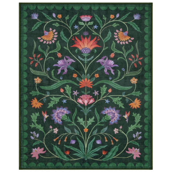 DARK GREEN FLORAL RUG