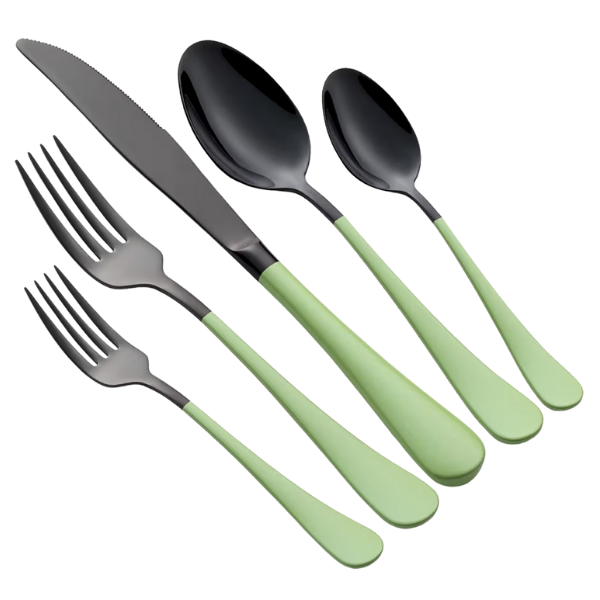 BLACK & GREEN SILVERWARE SET