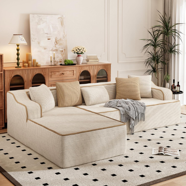 BEIGE CORDUROY SOFA