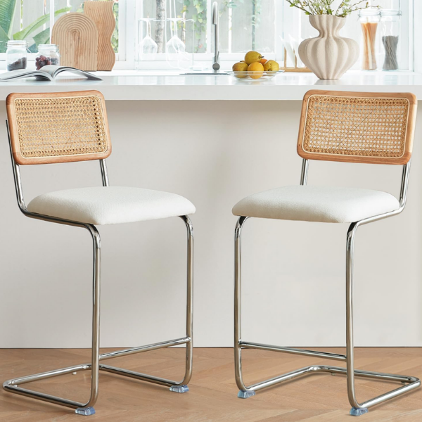 RETRO CREAM RATTAN BARSTOOLS