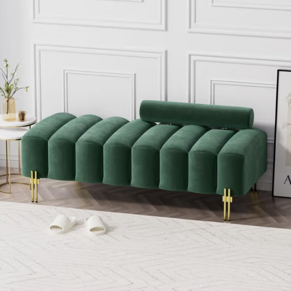 DARK GREEN VELVET LOVESEAT