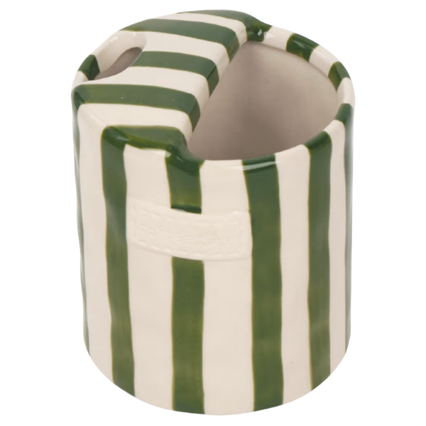 GREEN STRIPED CERAMIC COFFEE MUG